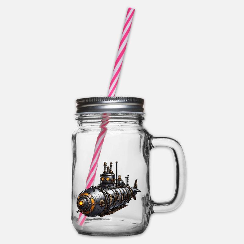 Steampunk-U-Boot - Henkelglas mit Schraubdeckel - Klar