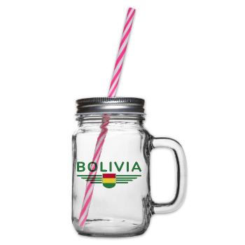 J’aime la Bolivie, T-shirt design de style élégance - Bocal à boisson - transparent - Droite