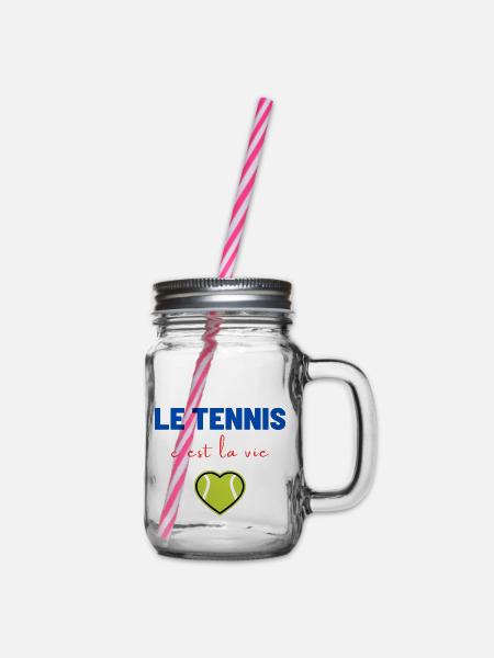 Tennis ist Leben Tennismann,Tennis - Henkelglas mit Schraubdeckel - Klar