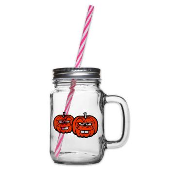 Zwei freche Kürbisse albern lustig Halloween Team - Henkelglas mit Schraubdeckel - Klar - Rechts
