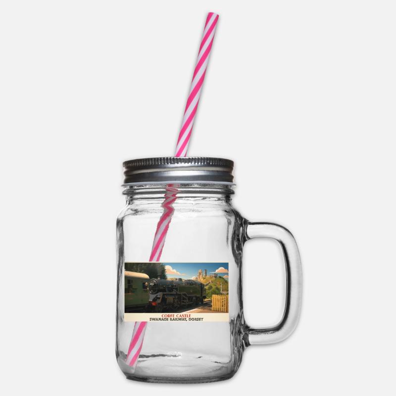 Affiche du train à vapeur du château de Corfe - Bocal à boisson - transparent