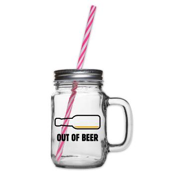 Out Of Beer (Bier / Bierchen / Biertrinker POS 2C) - Henkelglas mit Schraubdeckel - Klar - Rechts