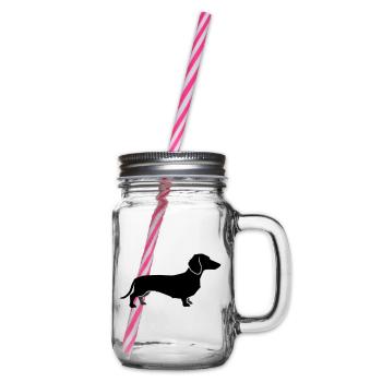 Dackel Hund Silhouette - Henkelglas mit Schraubdeckel - Klar - Rechts