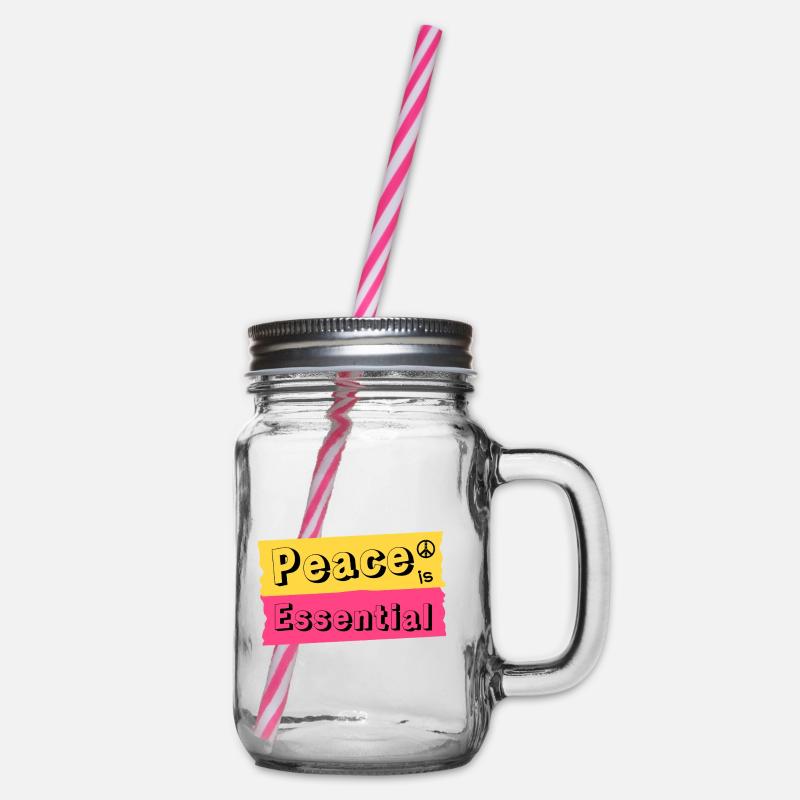 Peace is Essential - Glass jar with handle and screw cap - clear