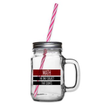 Math The Only Subject That Counts Nerd Mathe Logo - Glass jar with handle and screw cap - clear - Right