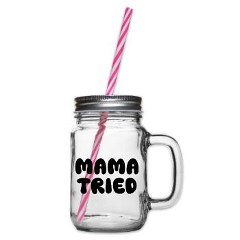 Mama hat alles ausprobiert Retro Tippfehler Schwarz - Henkelglas mit Schraubdeckel - Klar - Rechts