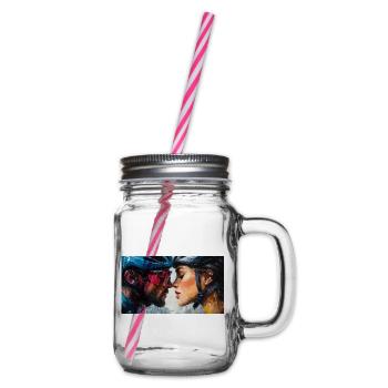 Rennrad Liebe – Radsport Tasse für Paare - Henkelglas mit Schraubdeckel - Klar - Rechts