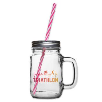 Triathlon herzschlag triathletin triathlete - Henkelglas mit Schraubdeckel - Klar - Rechts