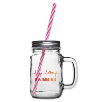 Schwimmer Herzschlag Schwimmen - Henkelglas mit Schraubdeckel - Klar - Rechts