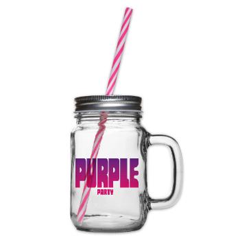 Purple Party Gradient Großbuchstaben - Henkelglas mit Schraubdeckel - Klar - Rechts
