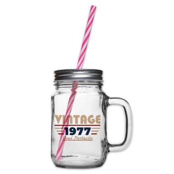 49. Geburtstag Geschenk Mann Vintage Jahrgang 1977 - Henkelglas mit Schraubdeckel - Klar - Rechts