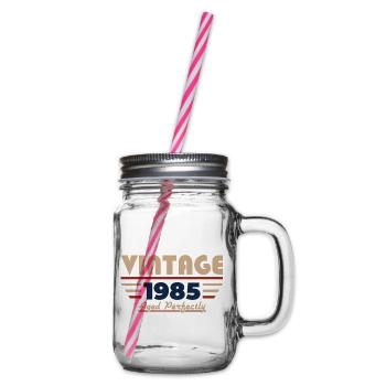 41. Geburtstag Geschenk Vintage Jahrgang 1985 - Henkelglas mit Schraubdeckel - Klar - Rechts