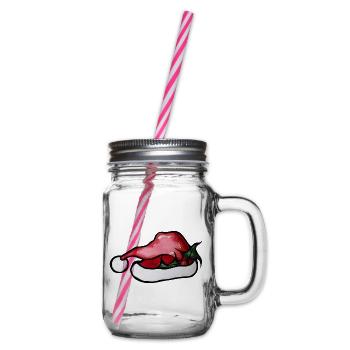 Crimson Lip Weihnachtsmannhut-Kunstwerk - Henkelglas mit Schraubdeckel - Klar - Rechts