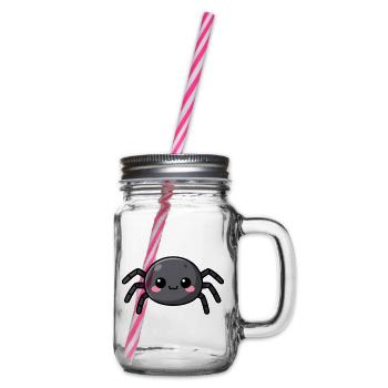 Niedliche Kawaii Halloween Spinne Geschenk Kinder  - Henkelglas mit Schraubdeckel - Klar - Rechts