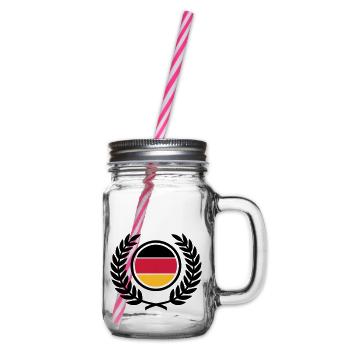 Germany (flag & laurel wreath) - Glass jar with handle and screw cap - clear - Right