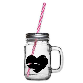 I love Brasil - Brazil flag heart - Glass jar with handle and screw cap - clear - Right