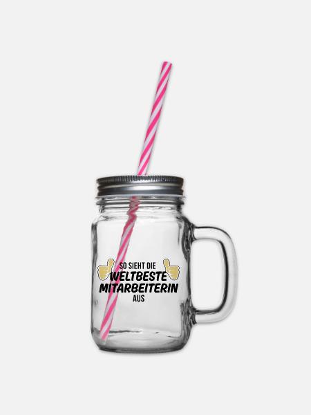 die weltbeste mitarbeiterin - Henkelglas mit Schraubdeckel - Klar