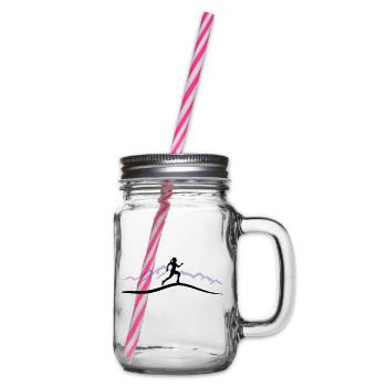 Running Woman, Runner & Mountains - Glass jar with handle and screw cap - clear - Right