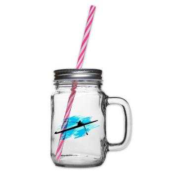 Rowing 1er, One rowing woman - Glass jar with handle and screw cap - clear - Right