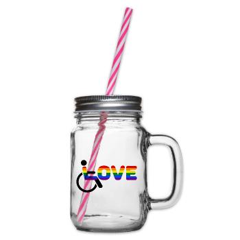 Wheelchair Love Disabled - Glass jar with handle and screw cap - clear - Right