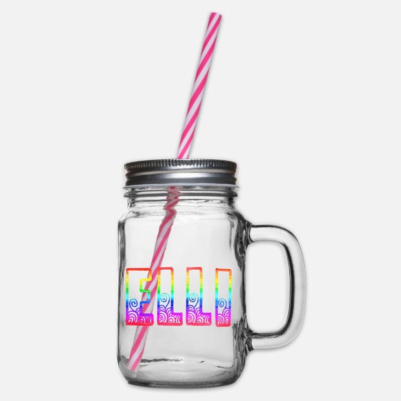 elli rs regenbogen - Henkelglas mit Schraubdeckel - Klar