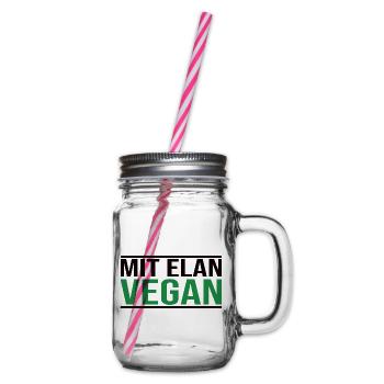 Mit Elan Vegan - Veganer Spruch - Henkelglas mit Schraubdeckel - Klar - Rechts