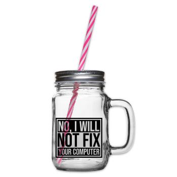 not fix your computer - Glass jar with handle and screw cap - clear - Right