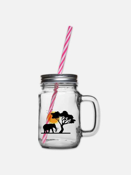 Safari Zoo Animals Wildlife - Henkelglas mit Schraubdeckel - Klar