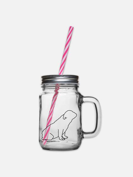 french bulldog lineart 1 - Henkelglas mit Schraubdeckel - Klar