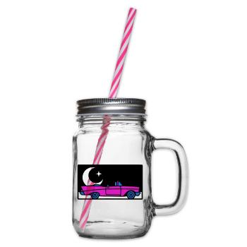 Retro 80s Cabrio Grafik - Henkelglas mit Schraubdeckel - Klar - Rechts