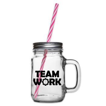 Teamarbeit - Henkelglas mit Schraubdeckel - Klar - Rechts