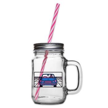 Retro Car Miami Logo - Glass jar with handle and screw cap - clear - Right