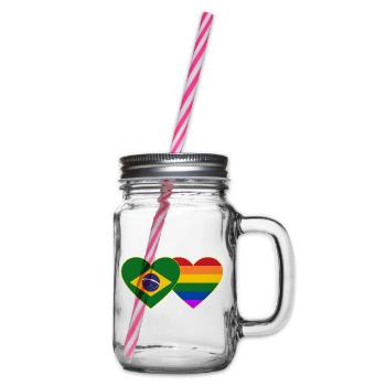 Brasilien Regenbogen Flagge Herz - Henkelglas mit Schraubdeckel - Klar - Rechts