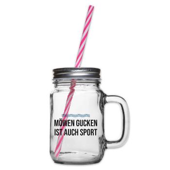 Möwen gucken ist auch Sport – Nordsee - Henkelglas mit Schraubdeckel - Klar - Rechts