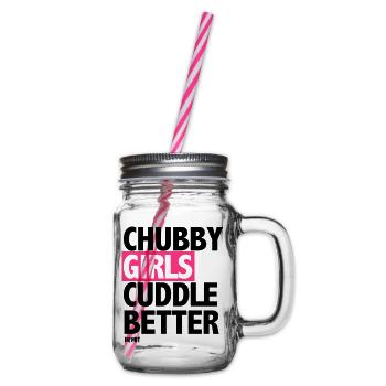 Chubby Girls Cuddle Better - Glass jar with handle and screw cap - clear - Right