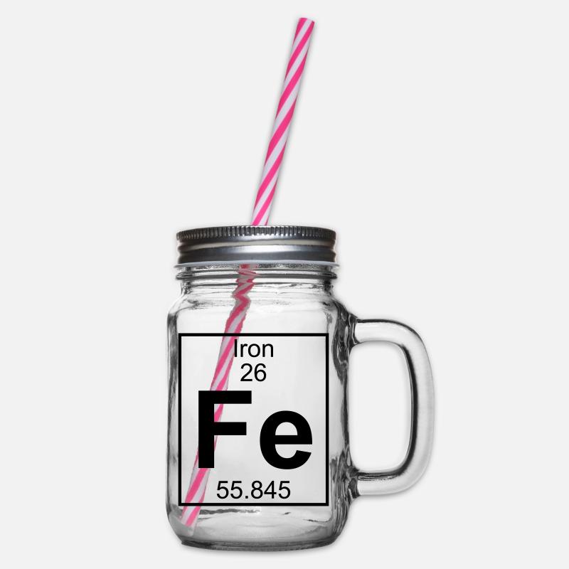 Periodic table element 26 - Fe (iron) - BIG - Henkelglas mit Schraubdeckel - Klar