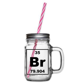 Bromine (Br) (element 35) - Glass jar with handle and screw cap - clear - Right