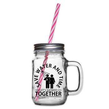 Save water and time - let's shower together - Henkelglas mit Schraubdeckel - Klar - Rechts