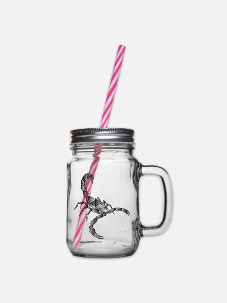Geometric Scorpion - Henkelglas mit Schraubdeckel - Klar