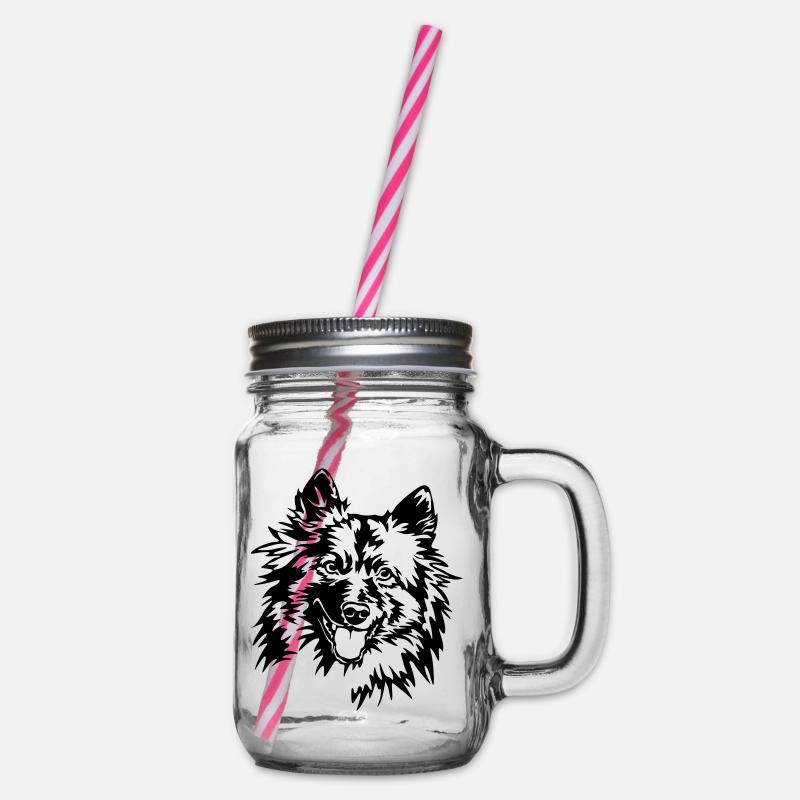 Wolfsspitz Kopf - Henkelglas mit Schraubdeckel - Klar