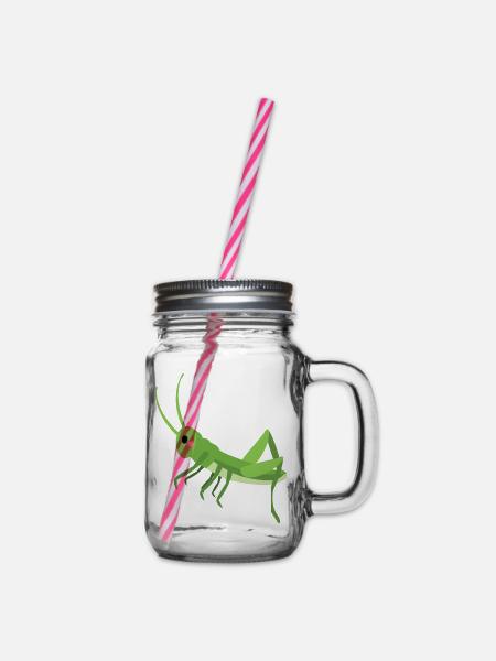 Grashüpfer - Henkelglas mit Schraubdeckel - Klar