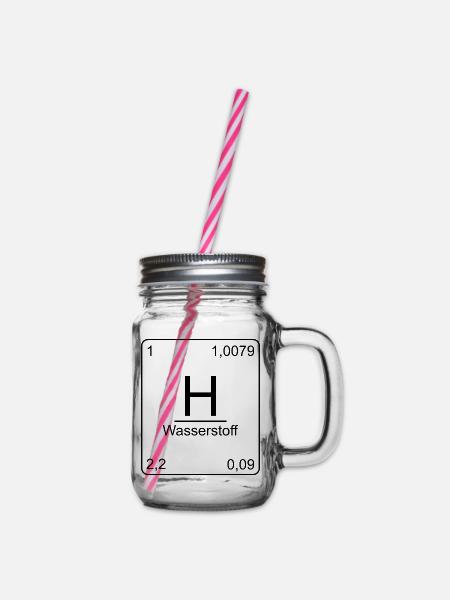 Wasserstoff, Periodensystem, Chemie, Physik - Henkelglas mit Schraubdeckel - Klar