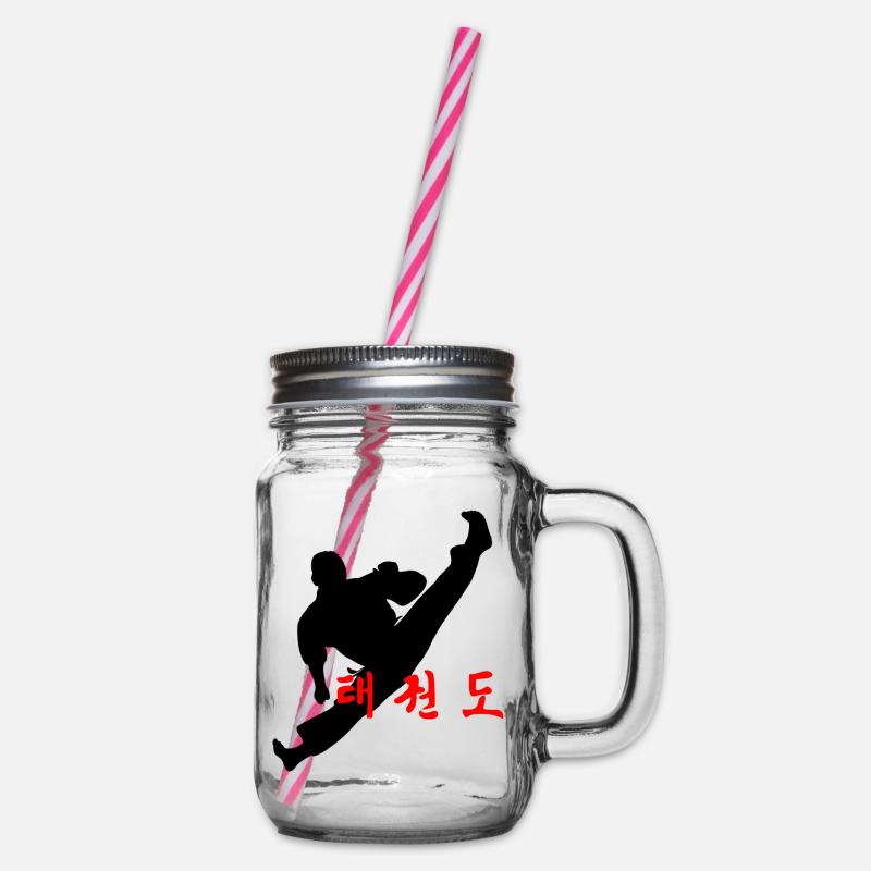 Logo de Taekwondo sauté coup de pied coréen - Bocal à boisson - transparent