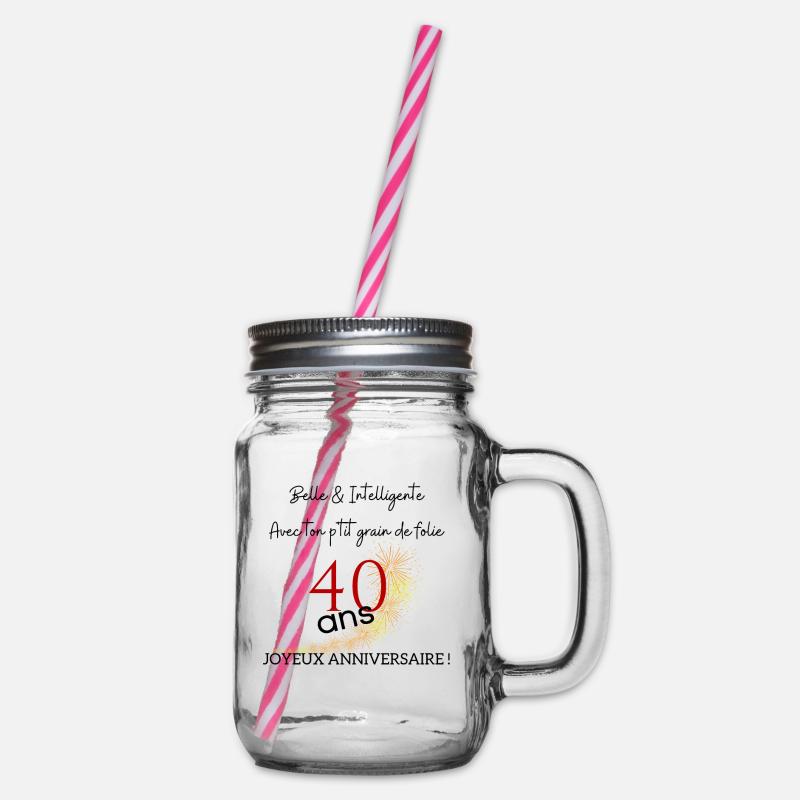 anniversaire 40 ans - Bocal à boisson - transparent