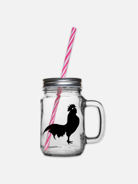 Hahn Tier silhouette - Henkelglas mit Schraubdeckel - Klar