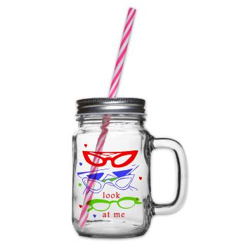 Sunglasses, look at me - Glass jar with handle and screw cap - clear - Right