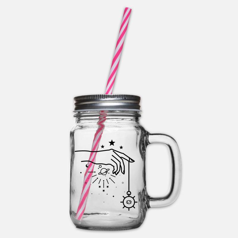 Minimal Night Dot - Glass jar with handle and screw cap - clear