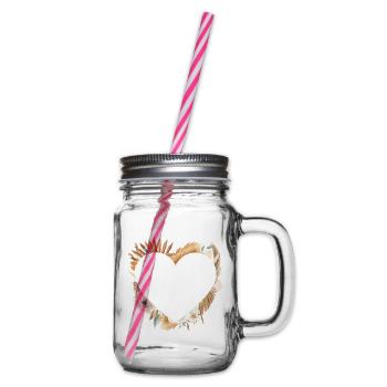 Personalisierbar Herz Blumen Boho - Henkelglas mit Schraubdeckel - Klar - Rechts