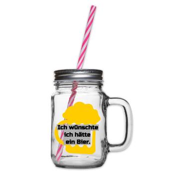 Ich wünschte ich hätte ein Bier - Bierliebhaber - Henkelglas mit Schraubdeckel - Klar - Rechts