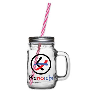 Female Ninja Kunoichi くノ一 - Glass jar with handle and screw cap - clear - Right